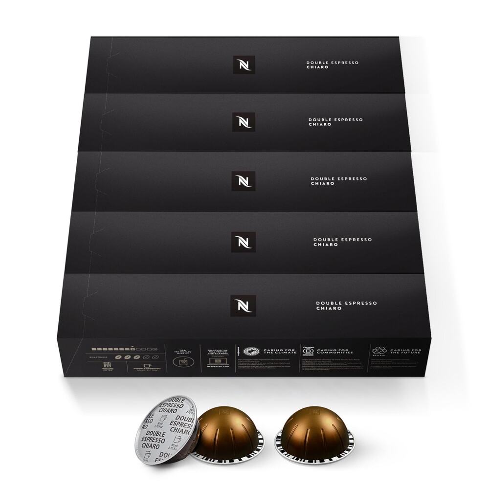 Nespresso Vertuo Double Espresso Chiaro Medium Roast Espresso Pods 50ct